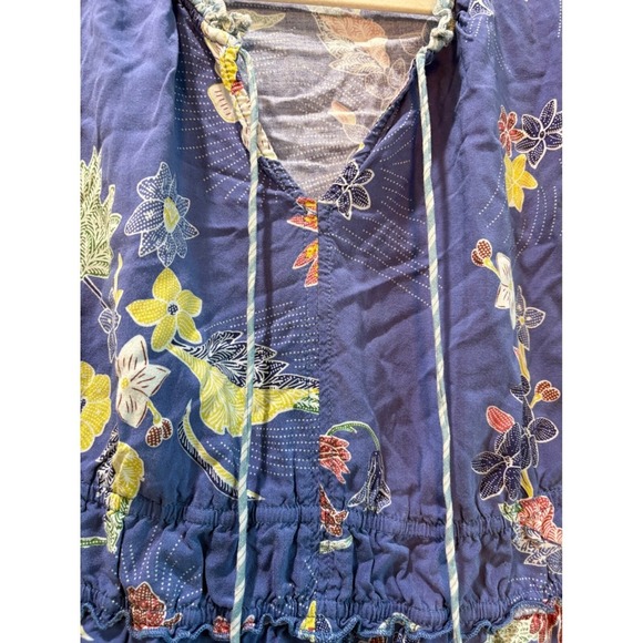 Tribal Femme Floral Print Dress Ruffle Trim‎ Tie Neck Long Sleeve Petite Small - Picture 7 of 8